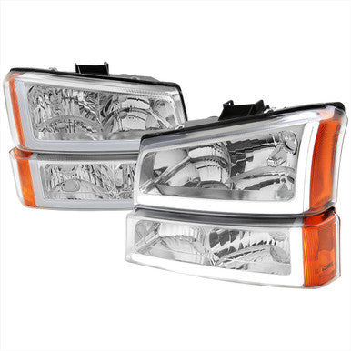 2003-07 Chevrolet Silverado 1500 Headlight Bumper Light Combo Chrome Housing And Clear Lens - Uses Stock Bulbs