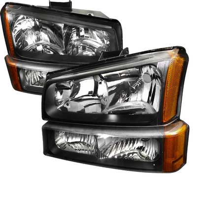 2003-06 Silverado crystal black headlights and park lights combo