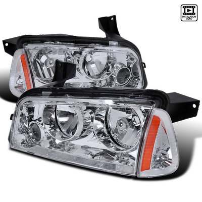 2006-10 Dodge Charger Chrome Euro Headlights + Corner Lights