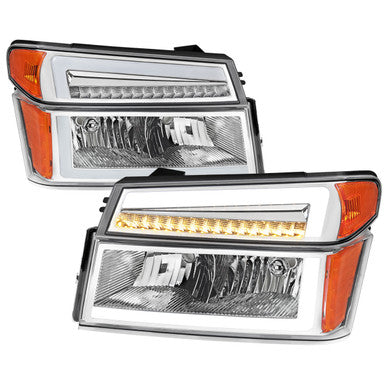 2004-12 Chevrolet Colorado Gmc Canyon Headlights With Led Bar And Parking Lights