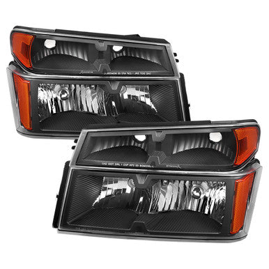 2004-12 Chevrolet Colorado Chevy Colado Gmc Canyon H.L+Parking/Signal Lights-Blk Housing Clr Lens