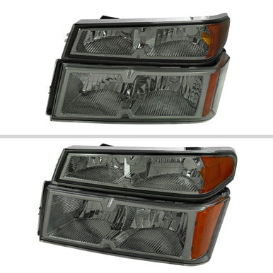 2004-12 Chevrolet Colorado Headlight And Corner Light Combo Set Chrome Housing Smoked Lens