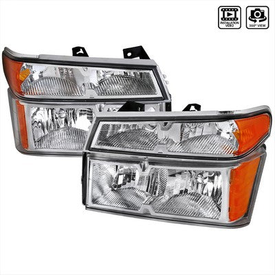 2004-12 Chevrolet Colorado Headlight + Corner Light Set- Chrome