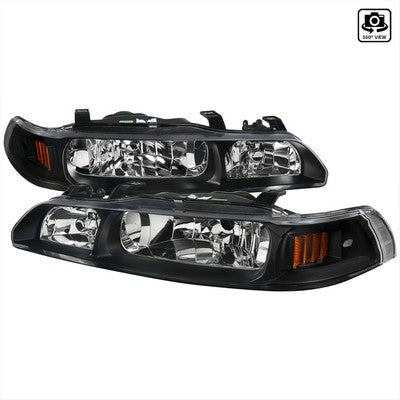 1990-93 Acura Integra Jdm Headlight And Corner Light Set - Black