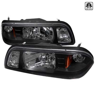 1987-93 Ford Mustang 1PC Headlights, Black