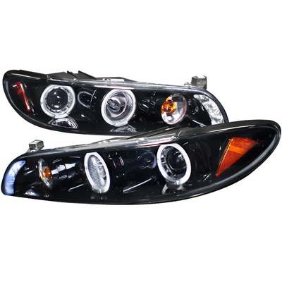 1997-03 Pontiac Grand Prix 1 Piece Projector Headlight Gloss Black Smoke Lens
