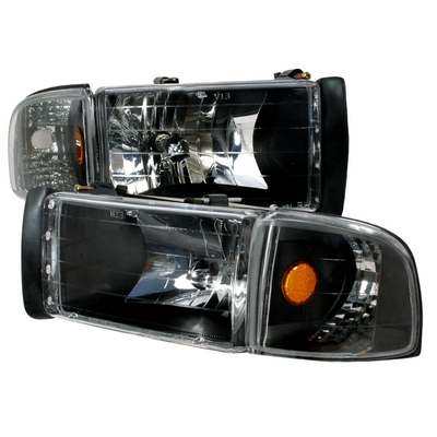 1994-01 Dodge Ram Crystal Housing Headlights Black