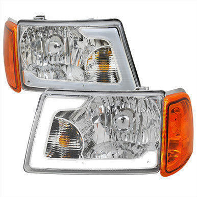 2001-11 Ford Ranger Led Bar Headlight Corner Light Combo Chrome Housing And Clear Lens - Uses Stock Bulbs