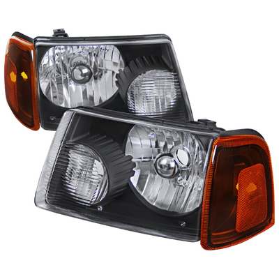 2001-11 Ford Ranger Black Euro Headlight With Corner