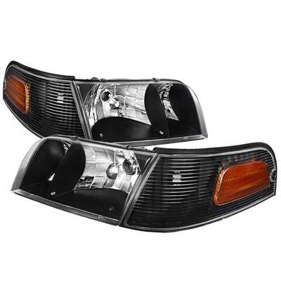 1998-11 Ford Crown Victoria Black Euro Headlights