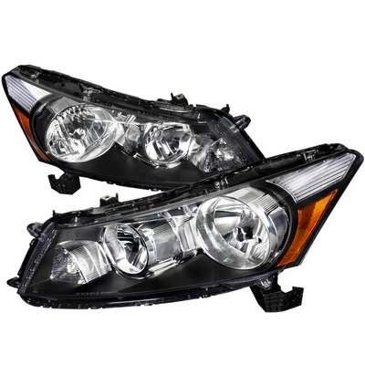 2008-12 Honda Accord Crystal Housing Headlights 4 Door - Black
