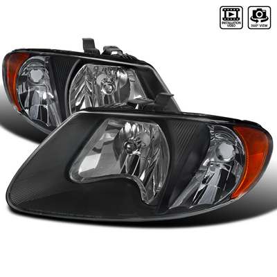 2001-07 Dodge Caravan Euro Headlights Black Housing