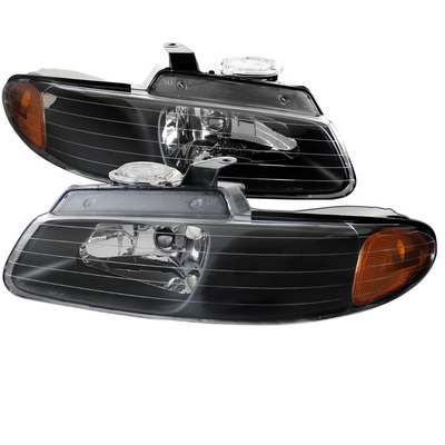 1996-00 Dodge Caravan Euro Headlights Black Housing