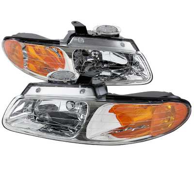 1996-00 Dodge Caravan Euro Headlights Chrome Housing