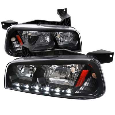 2005-10 Dodge Charger 1 Piece Headlights, Black