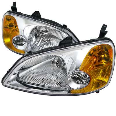 2001-03 Civic Crystal Housing Headlights Chrome