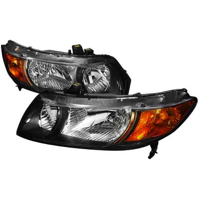 2006-10 Honda Civic Euro Headlights Black Housing