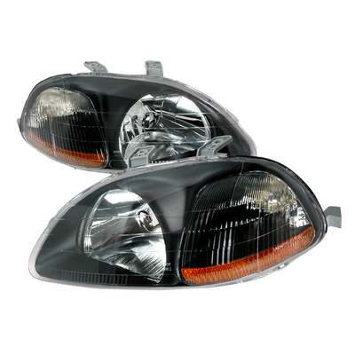 1996-98 Honda Civic Crystal Housing Headlights Black