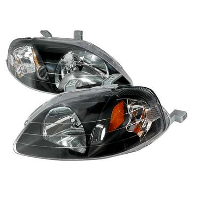 1999-00 Honda Civic Crystal Housing Headlights Black
