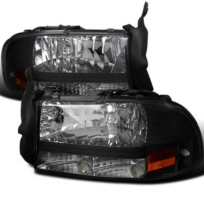1997-04 Dodge Dakota Black Headlight
