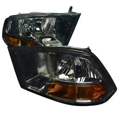 2009-18 Ram 1500, 10-18 2500/3500 (w/o OE projector headlights) Quad Lamp Headlights Smoke