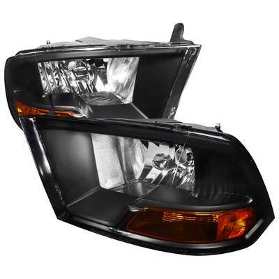 2009-12 Ram 1500 10-12 2500/3500 (Single Bulb H13) Euro Headlight Black Housing