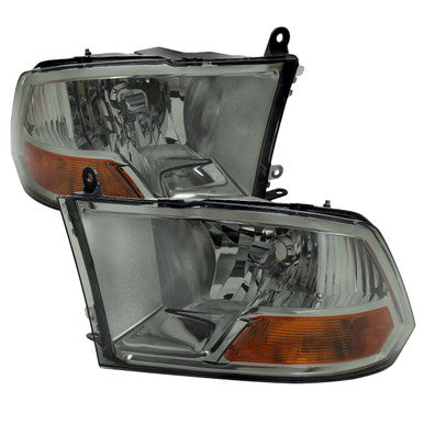 2009-18 Dodge Ram Headlights Chrome Housing Light Smoked Lens
