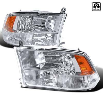 2009-18 Ram 1500, 10-18 2500/3500 (w/o OE projector headlights) Quad Lamp Headlights Chrome