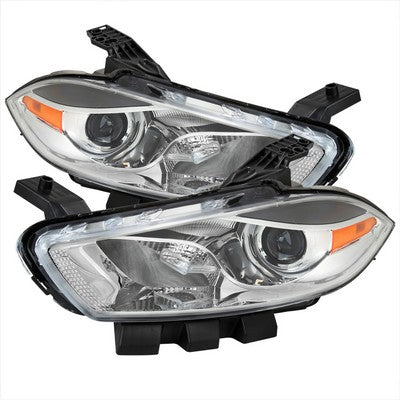 2013-16 Dodge Dart Oe Halogen Headlights With Chrome Housing And Clear Lens - Use Stock Bulbs