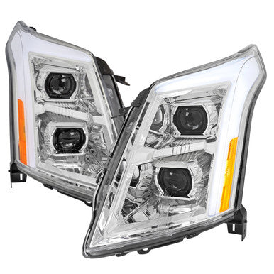2010-16 Cadillac Srx Drl Led Bar Full Led Projector Headlights Chrome Housing Clear Lens Amber Reflector Sequential Turn Signal And Breathing Light Effect