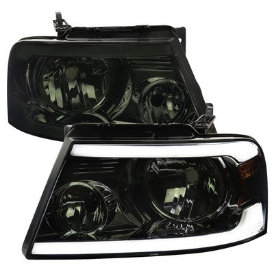 2004-08 F150 Healights With Led Bar Chrome Housing And Smoked Lens