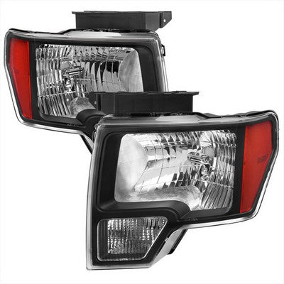 2009-14 Ford F150 Oe Style Headlights With Matte Black Housing Clear Lens And Amber Reflector