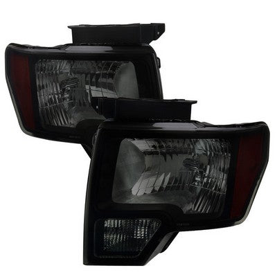 2009-14 Ford F150 Oe Style Headlights With Chrome Housing Smoked Lens And Amber Reflector