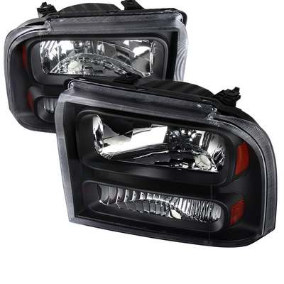 2005-07 Super Duty & 2005 Excursion Black Headlights -with Amber Reflector