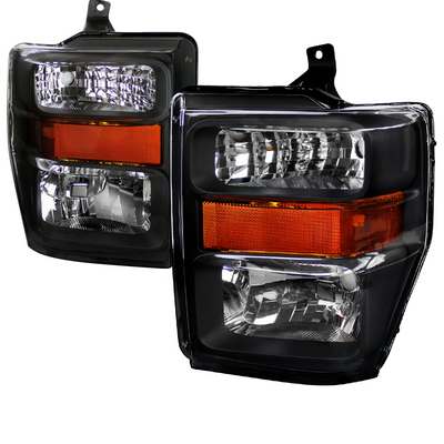2008-10 Ford F250 Superduty Black Euro Headlights