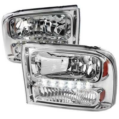 1999-04 Superduty 1 Piece Smoke Euro Headlights With Led