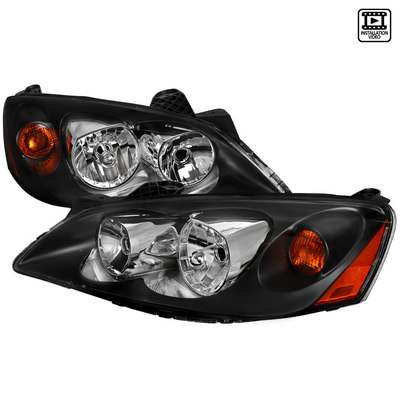2005-10 Pontiac G6 Black Euro Headlights with Amber Reflector