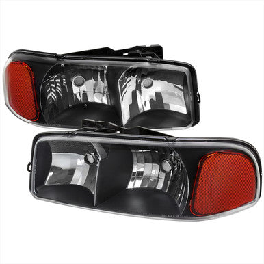 1999-07 GMC Sierra Oe Style Headlight Matte Black Housing Clear Lens - Uses Stock Bulbs