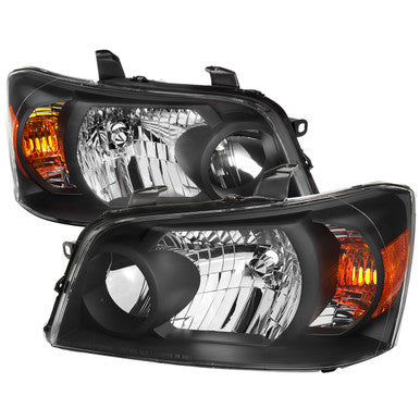 2004-07 Toyota Highlander Headlights Matte Black Housing Clear Lens - No Bulbs Included