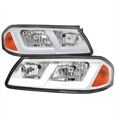 2000-05 Chevrolet Impala Led Bar Headlight Chrome Housing Clear Lens - Uses Stock Bulbs
