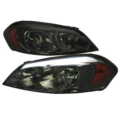 2006-13 Chevrolet Impala Oe Headlight With Led Bar Chrome Housing And Smoked Lens Amber Reflector - Uses Stock Bulbs