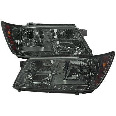 2009-20 Dodge Journey Headlights Chrome Housing Smoked Lens - No Bulbs Included