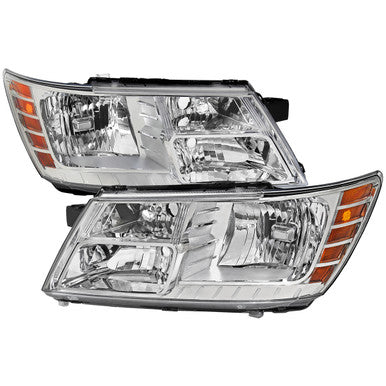 2009-20 Dodge Journey Headlights Chrome Housing Clear Lens - No Bulbs Included