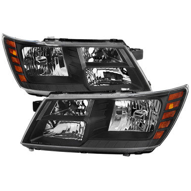 2009-20 Dodge Journey Headlights Matte Black Housing Clear Lens - No Bulbs Included