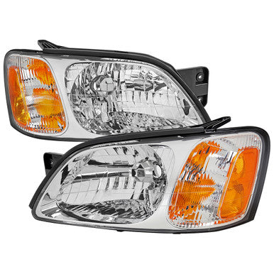 HEADLIGHTS CHROME HOUSING CLEAR LENS WITH AMBER REFLECTOR - NO BULBS INCLUDED