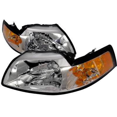 1999-04 Ford Mustang Euro Headlights + Amber Corner, Chrome
