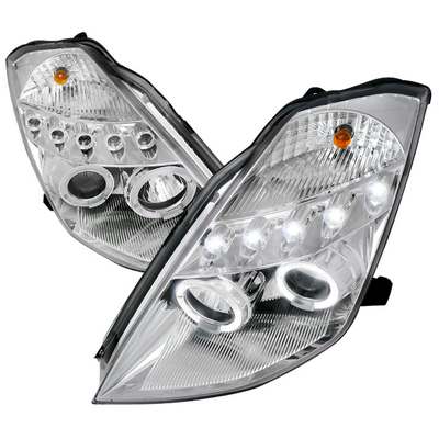 2003-05 Nissan 350Z Dual Halo LED Projector Headlights, Chrome