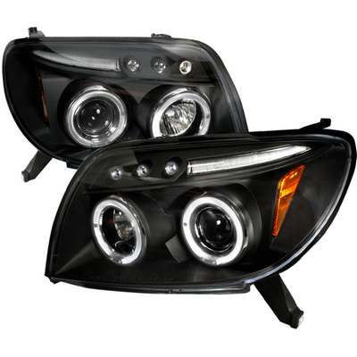 2003-05 Toyota 4Runner Dual Halo LED Projector Headlights w/Amber Reflectors, Black