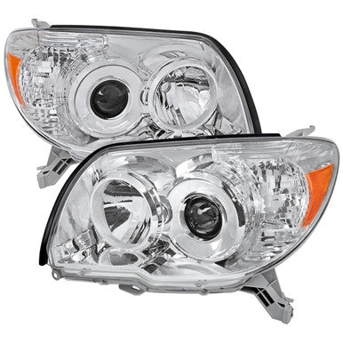 2006-09 Toyota 4Runner Headlights Chrome Housing Clear Lens With Amber Reflector - No Bulbs Included