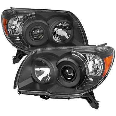 2006-09 Toyota 4Runner Headlights Black Housing Clear Lens With Amber Reflector - No Bulbs Included